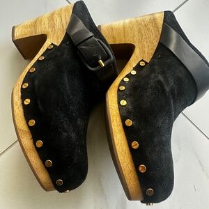 Veronica Beard Dacey Suede Block Heel Women’s Black Clogs Size 10.5  NEW IN BOX